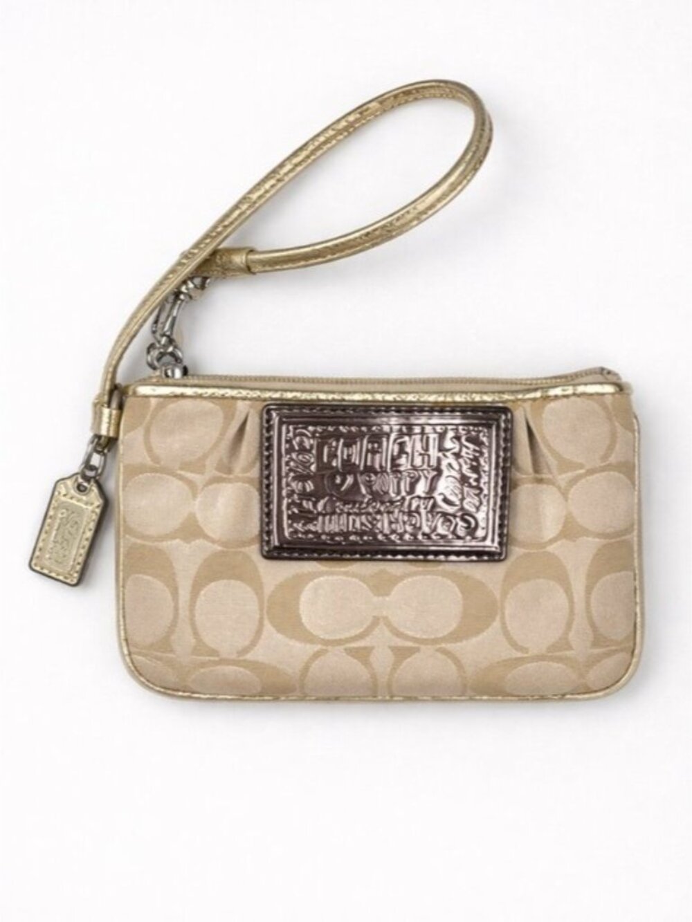 Coach Poppy Gold Signature Wristlet - Picture 2 of 8